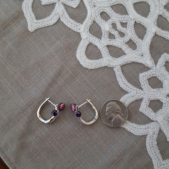 💥SALE💥NEW Tulip Rhinestone 925 Silver Earrings - Picture 2 of 5